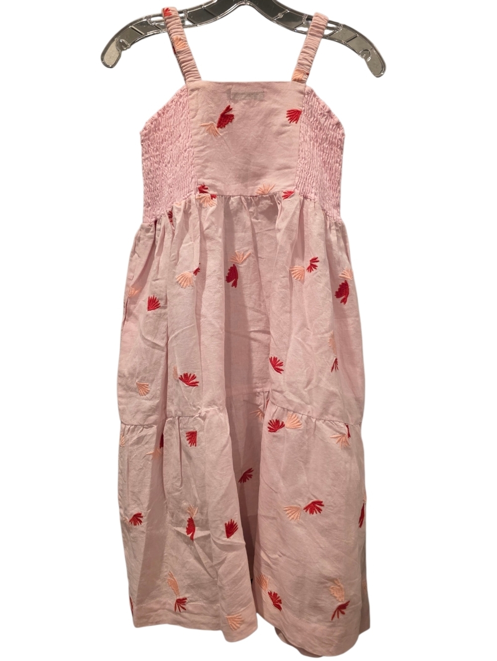 La Paloma Girls' Pink Embroidered Floral Tiered Cotton Dress Size 8-9 - Picture 4 of 7